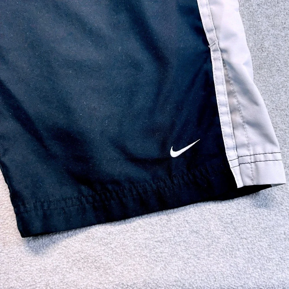 Nike‎ Track Pants Mens Large Black White Side Stripe Swoosh Logo Y2K Athletic